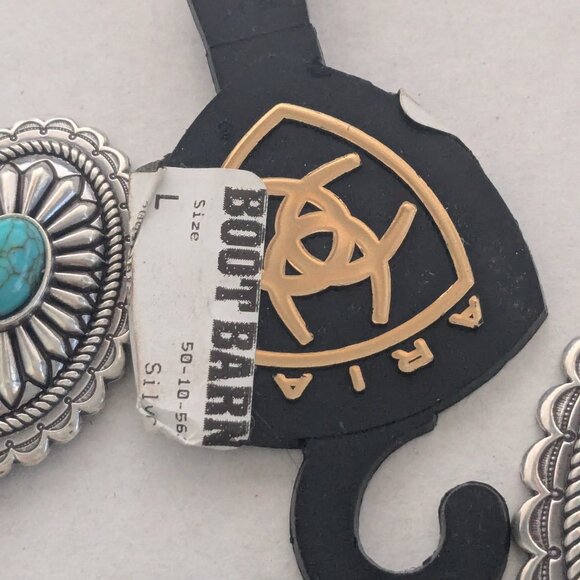 ARIAT Concho Southwestern Style Silver Tone Faux Turquoise Belt
